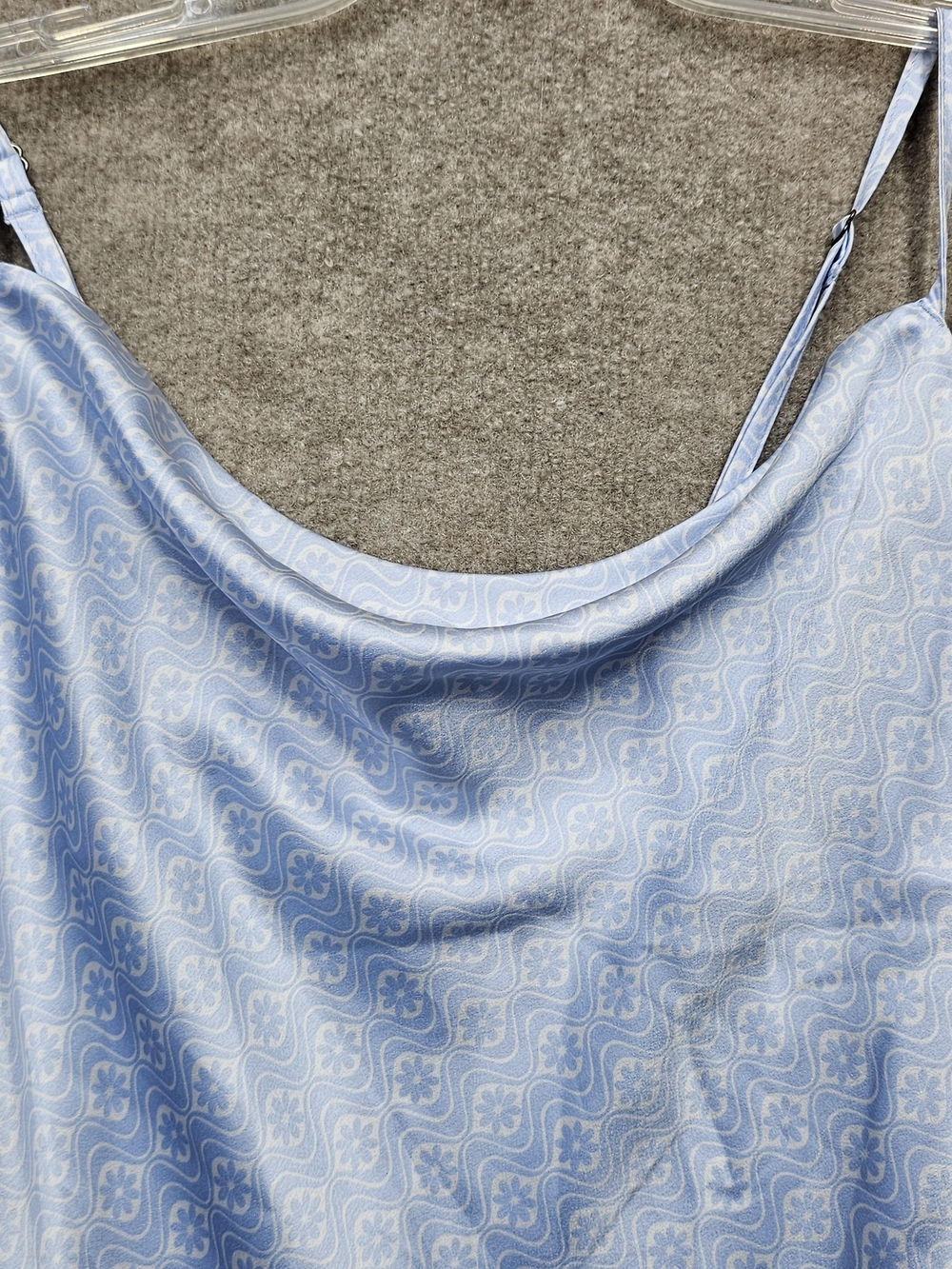 Hollister Silky Blue Slip Dress XS Cowl Neck Adjustable Straps Y2K Mini Satin - Picture 4 of 13